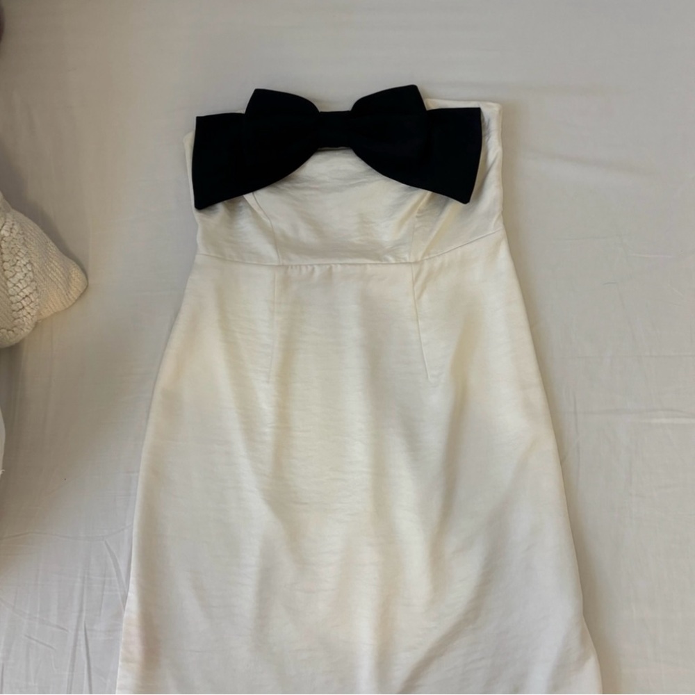 Express White Mini Dress with Black Bow